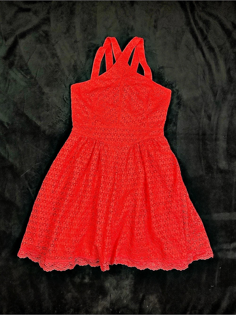 Moda International Lace Floral Mini Dress Red
